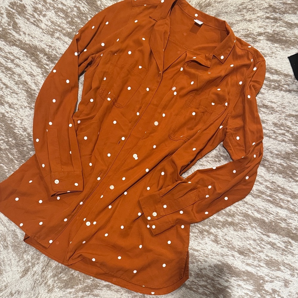 Old Navy Rust Polka Dot Blouse